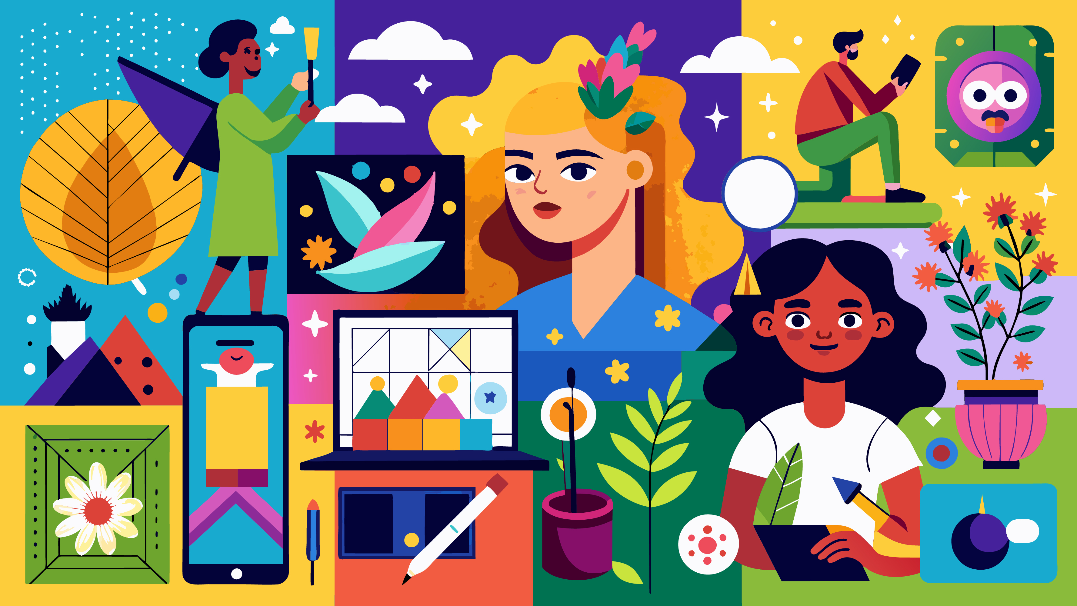 Colorful miniature collage artwork