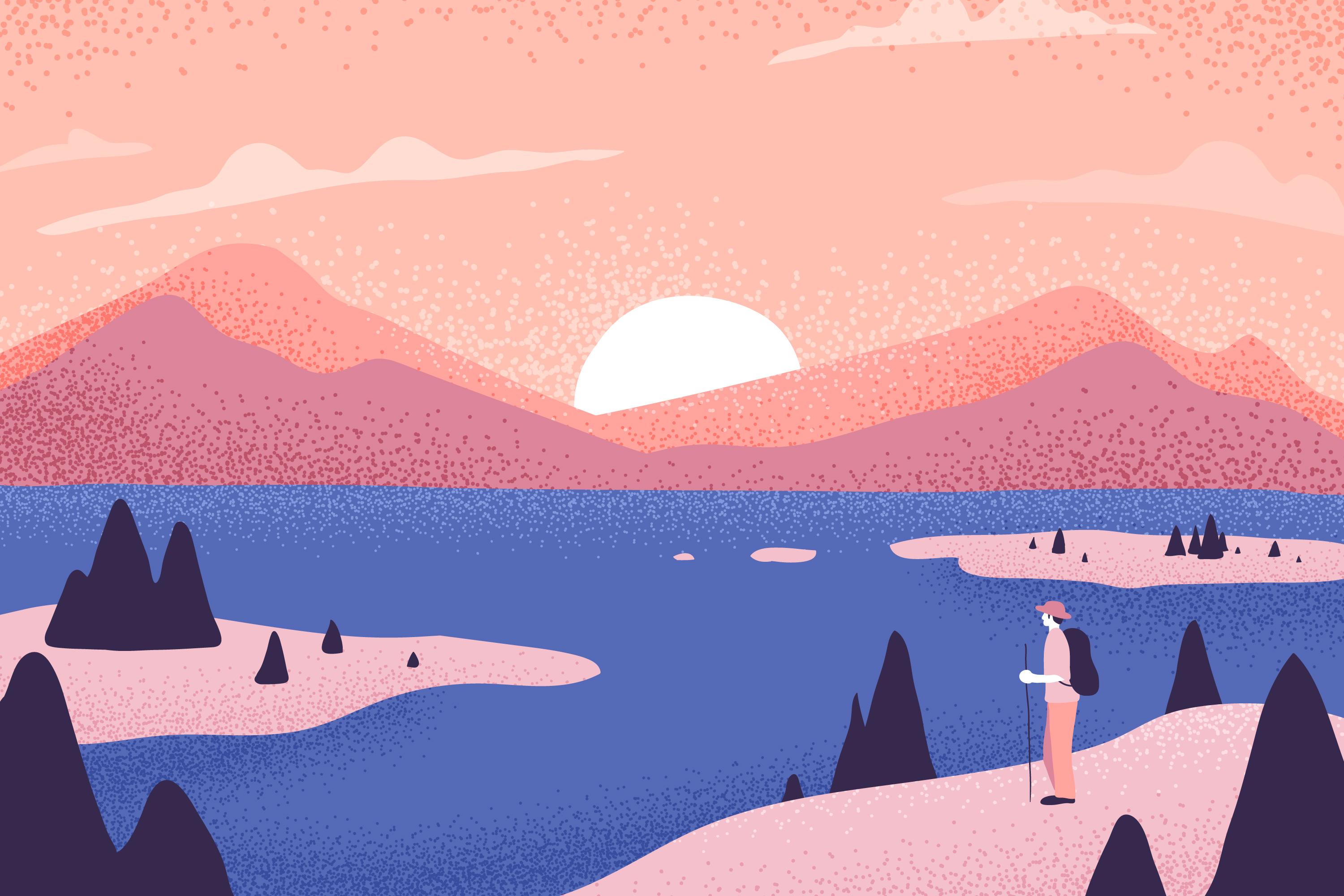 Scenic sunset illustration artwork