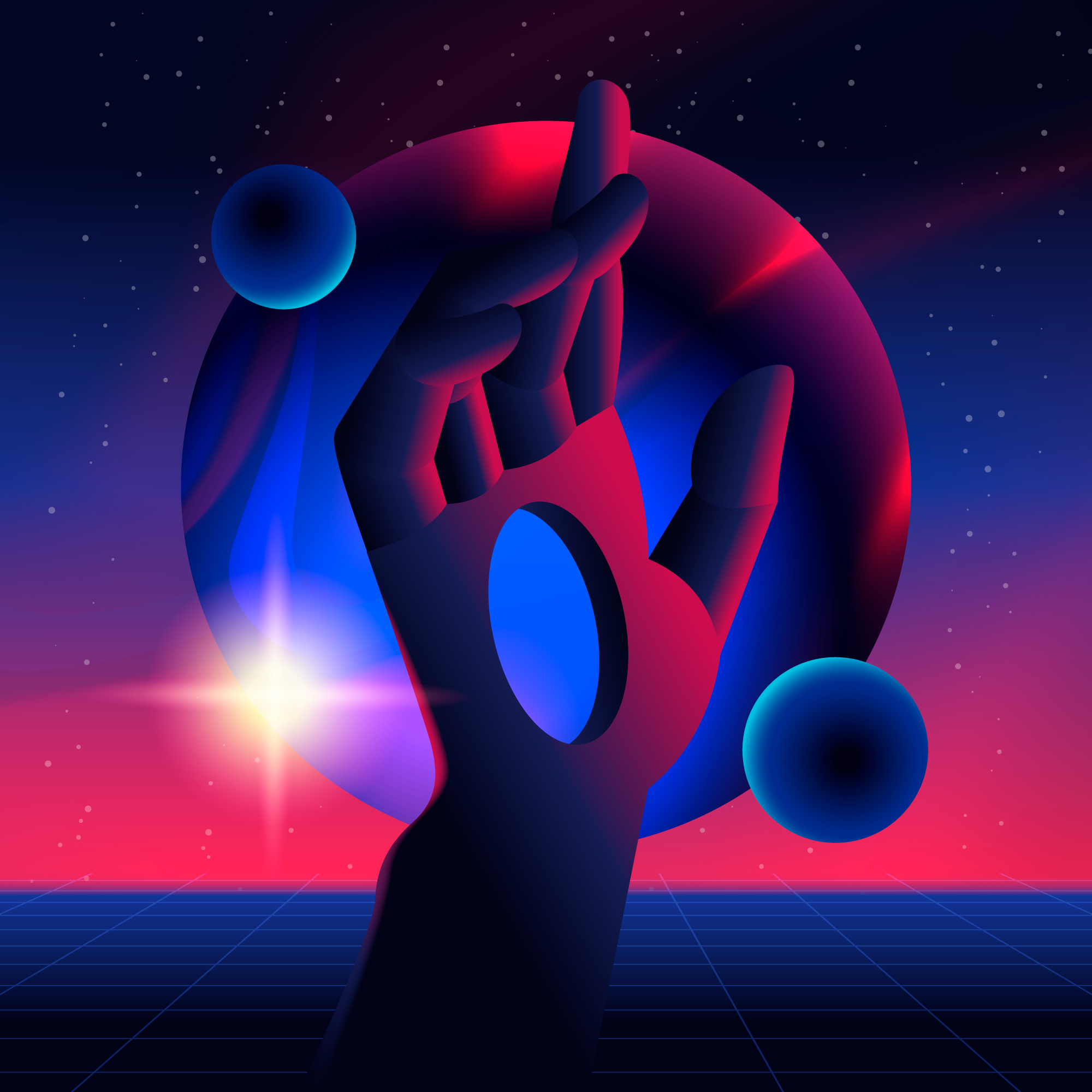 Cosmic hand portrait illustration