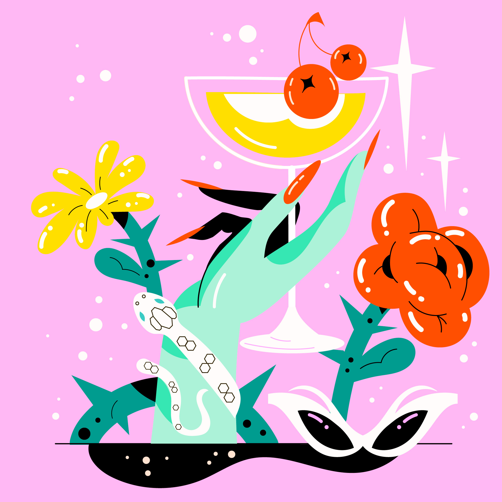 Painterly floral themed artwork