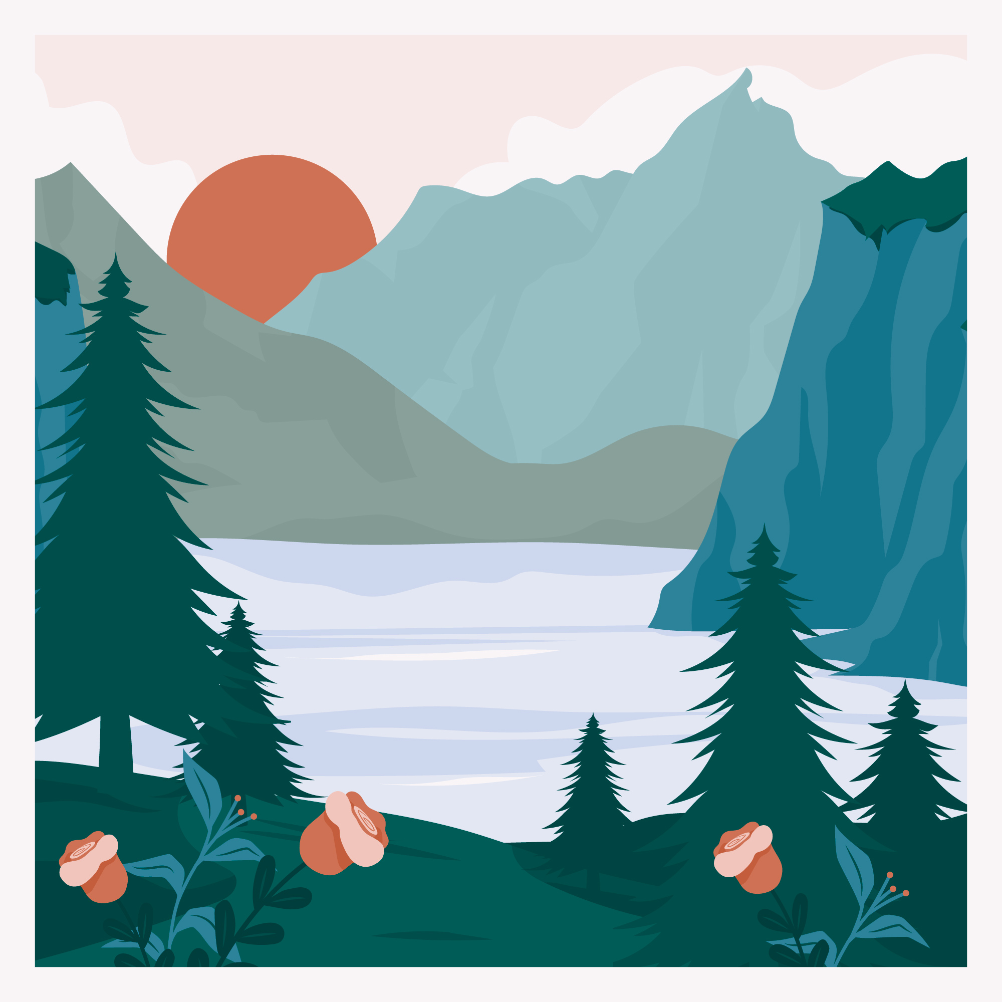 Warm sunrise illustration